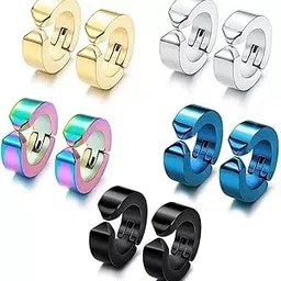 xwpzk Men::Boys::Girls::Men::Women Contemporary Metal Multicolor Hoop Earring(5 colour different ring)-picture-43