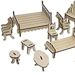 18PCS Set Doll House Furniture, Miniature Furniture Set for Dollhouse, Kids Furnishings with Mini Sofa, Bed, Chair, Creative DIY Project for Kids and Handicraft Enthusiasts-picture-30