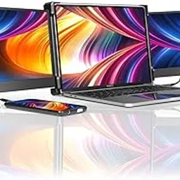 CopGain P2 Triple Portable Monitor for Laptop Screen Extender 12 Inch Dual Monitors Extender FHD 1080P IPS Display Type-C/HDMI/USB-A/Speakers for 13-16 Inch Notebook Computer Windows Mac Phone, Black-picture-42