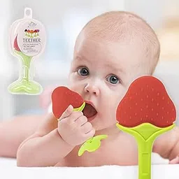 Mastela� Single Silicone Fruit Shape Teether for Baby/Toddlers/Infants/Children (Strawberry, Pack of 1)-image-5