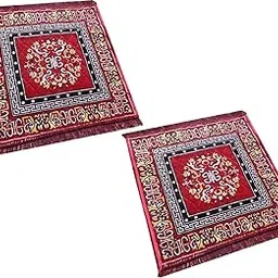 Nishomes asana for puja for Sitting Set of - 2 Piece, 2x2ft (Red)-picture-30