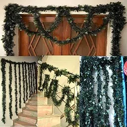 ME & YOU Decorative Green and White Tinsel Garland for Christmas Tree Decoration, Indoor/Outdoor Decoration on Christmas Party Pack 10 (6.5 Feet)-picture-35