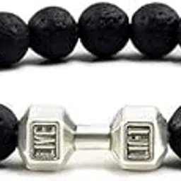 The Key House Natural Volcanic Lava Onyx Beads Body Building Fitness Dumbbell Charm LIVE LIFT Bracelet for Men and Women Boys and Girls and for Gift and Gym Lovers (b070-d)-picture-40