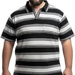 xmex Men’s Plus Size Striped Polo T-Shirt with Chest Pocket, Half Sleeves, Soft Breathable Fabric, Relaxed Fit Casual Wear for Everyday Comfort and Effortless Style-picture-50