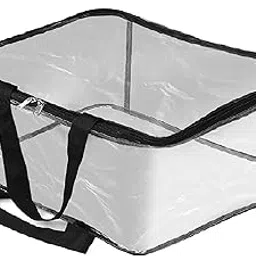 27 LTR Transparent Storage Bag Storage Living Cover Boxes For Wardrobe Shelves Clothes, Sarees, Bed Sheet, Blanket,Top and Front Zipper Open Bags | 40x32x22 CM | Pack (10)-picture-23