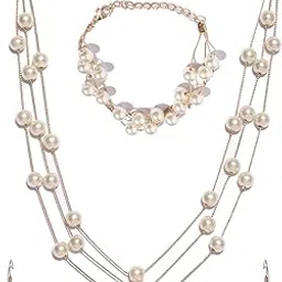 shining diva fashion Pearl Jewellery Set for Women (White) (sd8431s)-picture-40