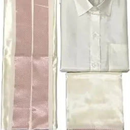 Wedding Mens Silk Look Full Sleeve Regular Fit Shirt + Double Layer 8 Mulam Dhoti(Free Size) + Single Towel And You Can Choose Your Shirt Size.-picture-33