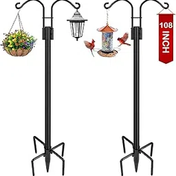 xdw-gifts Double Shepherds Hooks for Outdoor, 2-Pack Heavy Duty Two Sided Garden Pole for Hanging Bird Feeder, Plant Baskets, Solar Light Lanterns, Garden Plant Hanger Stands with 5 Base Prongs-picture-41