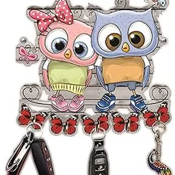 ART PLUS STORE APS Wall Decorative Wooden Key Holder, Key Holder for Wall Decor Stylish, 7 Hooks Big Size Key Holder (Owl)-image-22