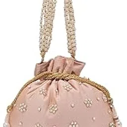 kuber industries Potli Bags for Ladies & Girls | Women Shagun Pouches for Festive Seasons | Batwa Bag Bridal Purse with Moti Design - Peach-picture-23