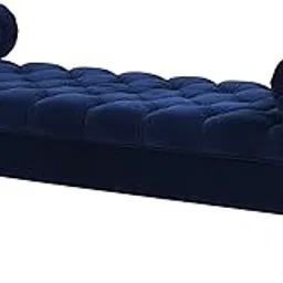 BLACK OAK Lewis Bolstered Lounge Entryway Bench Three Seater Sofa diwan Couch Lounger Lounge diwan Settee for Living Room Sofa Set (Blue)-image-22