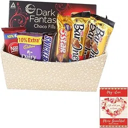 SFU E Com Premium Chocolate Gift Basket | Valentine Chocolate With Love Greeting Card | Valentine Chocolate Hamper | 261-picture-27
