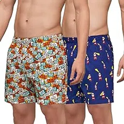 xyxx Men's 100% Cotton Regular Fit Printed Boxers with No Mark Waistband & Back Pocket (Pack of 2)-picture-11