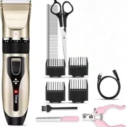 DEMOKRAZY Unisex Professional Automatic Rechargeable Pet Hair Trimmer For Dogs&Cats Pet Grooming Hair Clippers Dog Trimmer, Adaptor,Battery Powered, Gold-picture-25