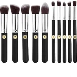 B07V5G2DHP Fiber Bristle Makeup Brushes Set - Black, 10 Piece Makeup Brush, 1 Pcs Makeup Sponge and 1 Pcs Makeup Brush Egg-picture-44