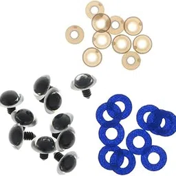 Merishopp 10pcs PP Safety Toy Eyes + Glitter Nonwovens + Washer 18mm Dark Blue-image-20