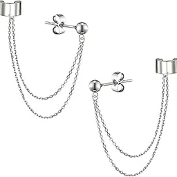 via mazzini No-Tarnish No-Fading Chains Medley Ear Cuff Earrings For Women And Girls (ER2020) 1 Pair-picture-34