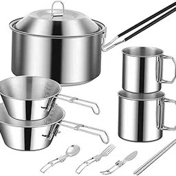 fashionmyday Fashion My Day® Cooking Pot Camping Equipment Accessories Stackable Portable for Picnic 10pcs | Sporting Goods | Outdoor Sports | Camping & | Camping Cooking Supplies | Camping Cookware |-picture-10
