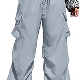 Loose Fit Women's Parachute Trousers | High Waist Cargo Pant-image-0