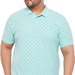 Men's Plus Size Cotton Blend Printed Polo Casual Tshirt BZRBigC-1007-AQUA-picture-45