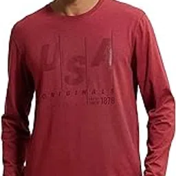 jockey Us82 Men's Super Combed Cotton Rich Solid Round Neck Full Sleeve Regular Fit T-Shirt_Red Melange_M-picture-38