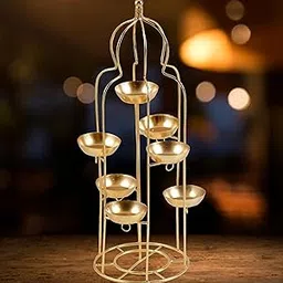 LAQA Metal Diya Stand for Home Decoration | Tea Light Candle Holder | Diwali Decoration Items-picture-10