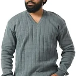 manra Men V- Neck Self Design Check Full Sleeve Woolen Winter Pullover Sweater (Men OSWAL SELF Check Sweater)-picture-54