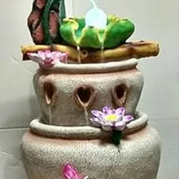 CHRONIKLE Polyresin Designer Tabletop 4 Steps Indoor Water Fountain for Home Decor with LED Light, Speed Controller Pump & Crystal Ball (Size: 37 x 37 x 58CM |Color: Multi | Weight: 2600 Gram)-image-6