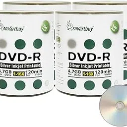 Smart Buy 400 Pack DVD-R 4. 7gb 16x Silver Printable Inkjet Blank Record Disc 400 Disc 400pk-picture-21