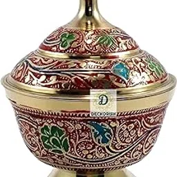 DECKORISH Brass Hand Crafted Pot 13 cm - Elegant Decorative Vase | Antique Design | Home & Office Decor | Multi-Purpose Storage | Vintage Collectible Gift Item-image-26
