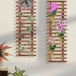 EMIWUD FURNITURE Wall Planter - Hanging Wooden Wall Planter for Indoor Outdoor Plants Wall Mount Planter, Air Plant Holder, Wooden Trellis for Climbing Plants (Set of 2 (60 cm))-image-42