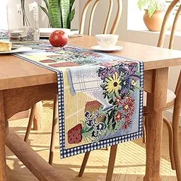 Encasa XO Boho Jacquard Table Runner - Flowerpot Design | Vintage Style | Size 32x200 cm | Woven Bohemian Tapestry for 6 Seater Dining - Machine Washable-image-41