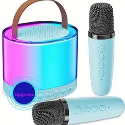 Boosty Karaoke Machine with 2 Wireless Microphones Kid Night Light, Toy Gift for 3-12 Year Old Boy Girl Children, Mini Bluetooth Speaker, Kid Karaoke Voice Changer Birthday Gift(Multicolor) (Blue)-picture-29