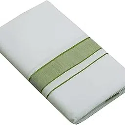 yettalan Mens Canal Border Pure White Cotton Dhoti 4.00 Meters Vesti/Mundu-picture-42