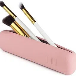 INOVERA (LABEL) Silicone Large Makeup Brush Holder, Cosmetic Face Brushes Pouch, Magnetic Anti-Fall Out, Soft And Sleek Makeup Tools Organizer For Travel (Light Pink, Width:6 Cm)-image-18