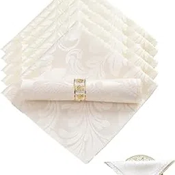 6 PCS Table Napkins Set, 48x48cm Jacquard Style Napkins for Kitchen, Print Small Kitchen Cloth for Cooking, Table Napkins of 6 for Hand, Kitchen Towels for Dining and Kitchen Cleaning, Wiping (Beige)-picture-20