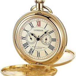 whodoit Elegant Men's Mechanical Pocket Watch, Mechanical Pocket Watches with Chain, Mechanical Pocket Watches with Box for Men, MW138-gold, Mechanical-picture-42