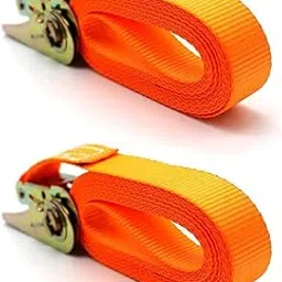 QBM 20 Feet Porable Heavy Duty Tie Down Cargo Strap Luggage Lashing Strong Ratchet Strap Belt with Metal Buckle (Pack of 2) Multicolor-image-49