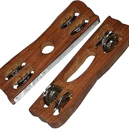 SAI Musicals Wooden Khartal Cymbal Indian Musical Instrument-picture-19