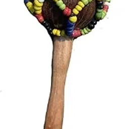 TRICONE Handmade Coconut Shell Maracas Indian Folk Musical Instrument with Beads and Handle - Hand Percussion Musical Instruments Pack of 1 Brown Color-picture-11