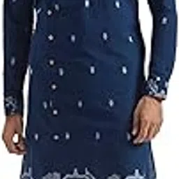 vastramay Men's Cotton Kurta And Pyjama Set - Cotton Jamdani Jacquard Kurta image 1