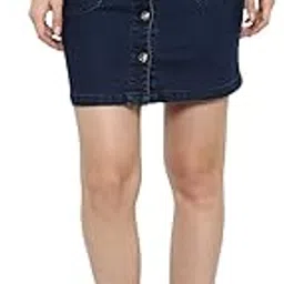 stylestone Women's Denim Skirt with Front Buttons-picture-33