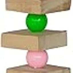 KSK Wooden Parrot Cubes Blocks Chewing Toys Parrot Knots Block Chew Toy Bells Bird Wood Hanging Toys Medium Large Birds Conures Cockatiels African Grey Cage Accessories (KSKWC056, 1Nos)-picture-66