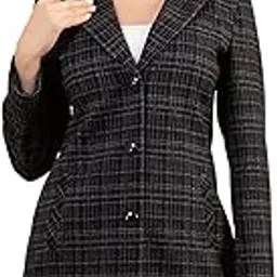 twenty me Winter Wear Casual Wear Outdoor Wear Acrylic Wool Notch Lapel Checked Full Sleeve Women's Coat (4424)-picture-32