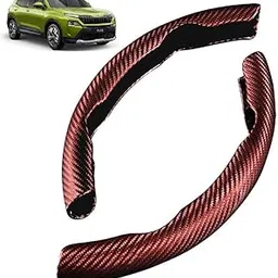 New Carbon Fiber ABS Texture Steering Wheel Grip Cover for Kylaq All 2025 Onwards Models of SK-ODA Car Anti Skid Non Slip, Interior Decoration, 15-Inch Car Accessory (Carbon Brown)-image-89