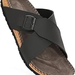 vellinto NESU Cross Strap Sandal ll Synthetic Leather Cork Sandals with Adjustable Buckle Straps-picture-37