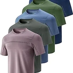 5 Pack Men’s Active Quick Dry Crew Neck T Shirts | Athletic Running Gym Workout Short Sleeve Tee Tops Bulk-image-4