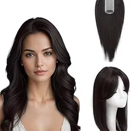 BLUSHIA 2 Clip Matt Hair topper for Women Natural Color | 16 Inch Women Invisible Seamless Mini Volumizer Clip in Hair Extension (Natural Brown)-picture-59