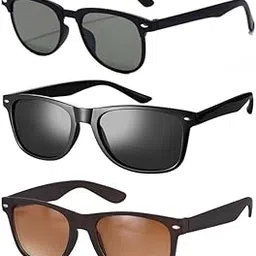 younky Unisex UV400 Protection| Combo Offer Pack of 3 Stylish Black Shade| Rectangular Sunglasses for Men and Women with Box| #3-658-picture-35