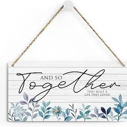 Rustic Master Bedroom Wood Decor Sign, So Together They Built a Life They Loved Printed Wood Sign Wall Art, Hanging Door Sign, Decorative Wood Sign Home Bedroom Decor 6" x 12" image 1